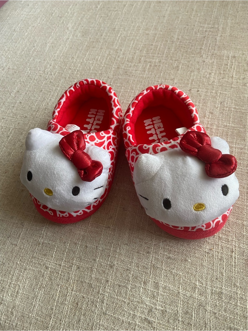 Hello Kitty Red and White Plush Slip-On Toddler Shoes with Bow